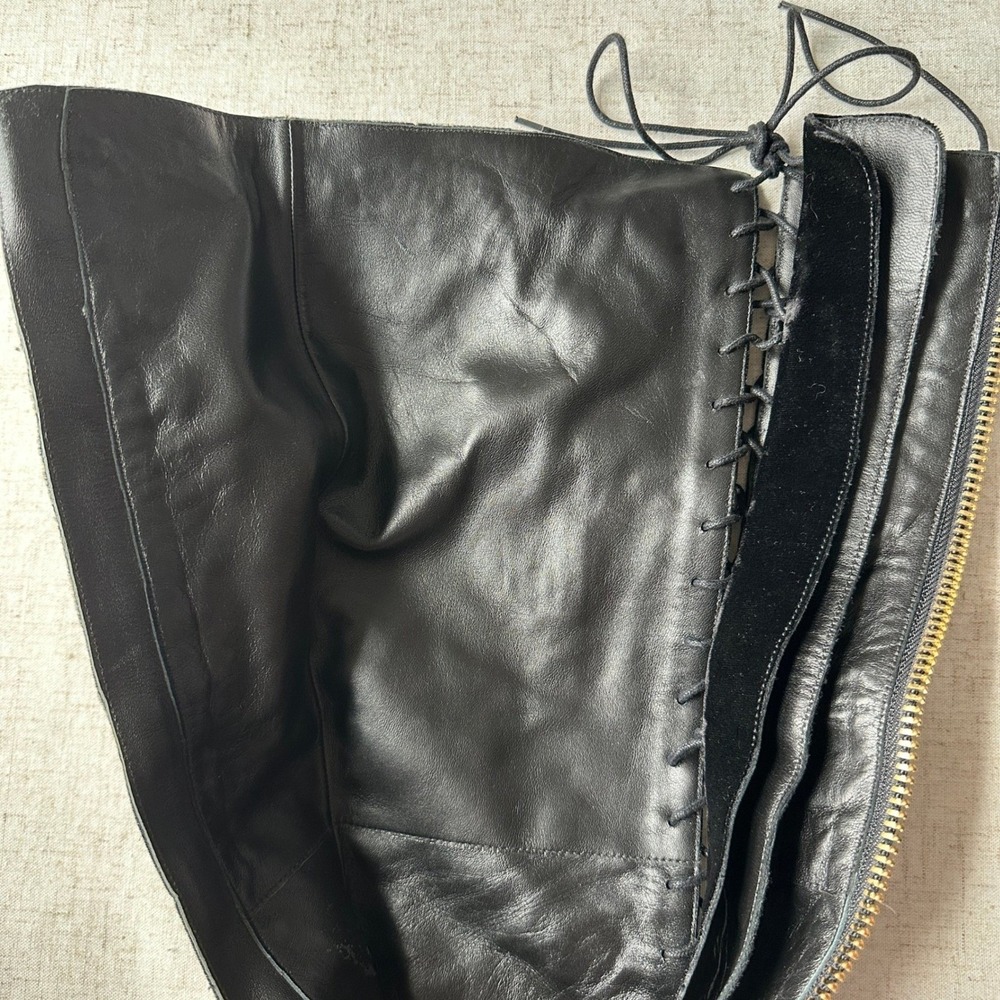 Alice + Olivia Vesey Embroidered Velvet Knee High Lace Up Boots 37 - Picture 7 of 10